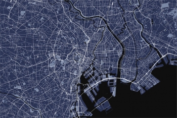  Magnetická mapa Tokia, ilustrovaná, bielo-modrá