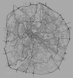  Magnetická mapa Ríma, ilustrovaná, šedá
