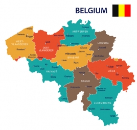  Magnetická mapa Belgicka, ilustrovaná, farebná