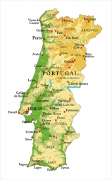  Magnetická mapa Portugalska, geografická, farebná