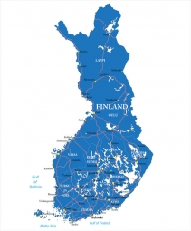  Magnetická mapa Fínska, administratívna, modrá