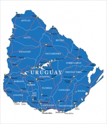  Magnetická mapa Uruguaj, administratívna, modrá