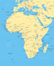  Magnetická mapa Afriky, ilustrovaná, farebná