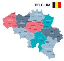  Magnetická mapa Belgicka, ilustrovaná, farebná