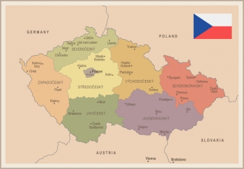  Magnetická mapa Česka, vintage, farebná