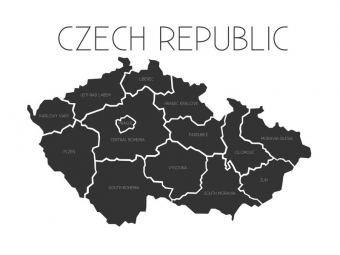  Magnetická mapa Česka, administratívna, šedá