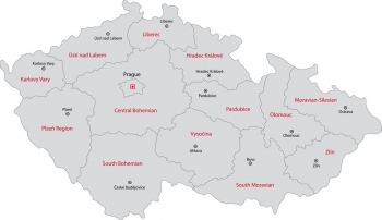  Magnetická mapa Česka, ilustrovaná, šedá