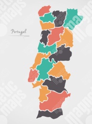  Magnetická mapa Portugalska, ilustrovaná, farebná