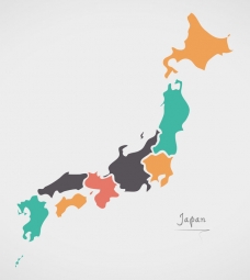  Magnetická mapa Japonska, ilustrovaná, farebná