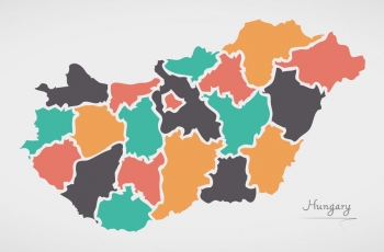  Magnetická mapa Maďarska, ilustrovaná, farebná