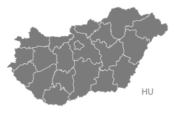  Magnetická mapa Maďarska, ilustrovaná, šedá