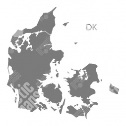  Magnetická mapa Dánska, ilustrovaná, šedá