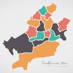  Magnetická mapa Frankfurte, ilustrovaná, farebná