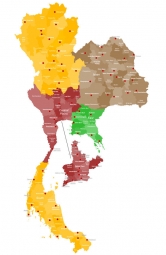  Magnetická mapa Thajska, administratívna, farebná