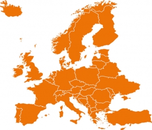  Magnetická mapa Európy, ilustrovaná, oranžová